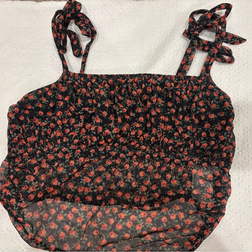 Gilly Hicks Black and Red Floral Tank Top
